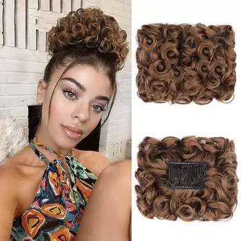 LISI HAIR синтетические короткие небрежные вьющиеся волосы для наращивания пучка, легко растягивающиеся гребни для волос, накладные пряди для хвоста, резинка для волос, шиньон, накладные волосы для хвоста 10cm