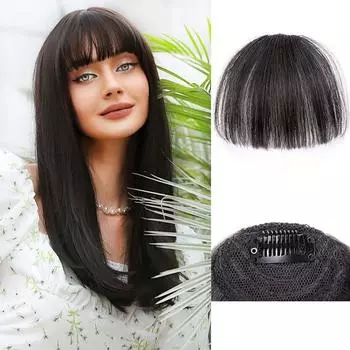 LISI HAIR Синтетические короткие прямые накладные челки, парик с заколкой для наращивания волос, воздушная челка, натуральный парик для женщин 10cm