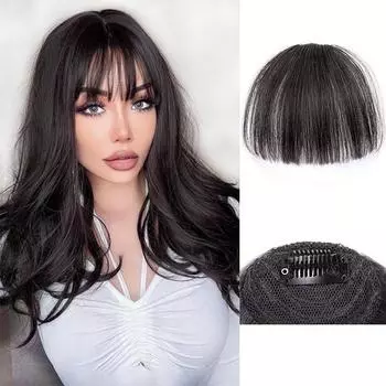 LISI HAIR Синтетические короткие прямые накладные челки, парик с заколкой для наращивания волос, воздушная челка, натуральный парик для женщин 10cm