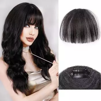 LISI HAIR Синтетические короткие прямые накладные челки, парик с заколкой для наращивания волос, воздушная челка, натуральный парик для женщин 10cm