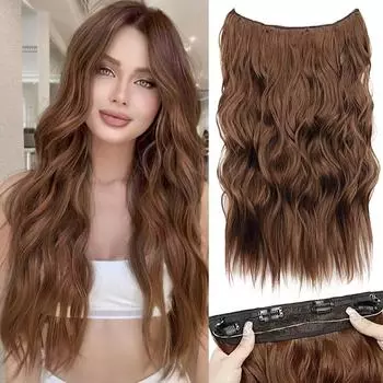 LISI HAIR синтетические невидимые проволочные волосы 4 клипсы для наращивания волос с невидимой проволокой регулируемый размер длинные волнистые волосы для женщин 50cm