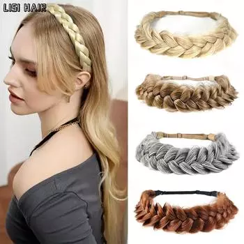 LISI HAIR Синтетические плетеные ленты для наращивания волос Классический массивный широкий пушистый парик с косами для женщин и девочек аксессуар 22cm