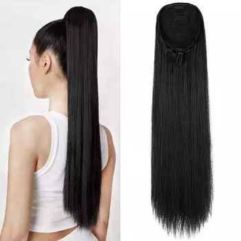 LISI HAIR Синтетические прямые черные волосы на шнурке, длинный хвост для наращивания волос для женщин, заколка для волос в хвосте 70cm