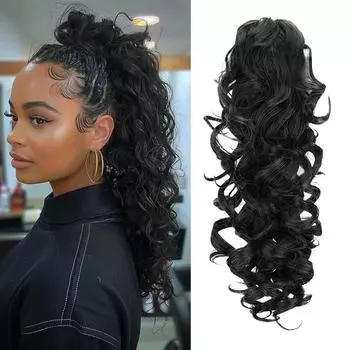 LISI HAIR синтетические волнистые вьющиеся коготь клип накладные хвостики накладные волосы элегантные для женщин простые в использовании и стильные накладные волосы аксессуары для волос 40cm
