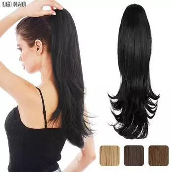 LISI HAIR Синтетические волнистые заколки в хвост для наращивания волос Конский хвост Термостойкий хвостик для женщин Повседневная вечеринка 35cm
