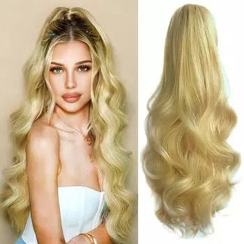 LISI HAIR Синтетический Длинный Коготь Водяная Волна Вьющийся Парик Хвост Наращивание Мягкий Шиньон Для Женщин Одежда 40cm