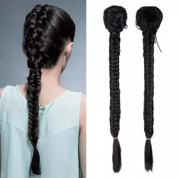 LISI HAIR Синтетический длинный прямой плетеный парик с хвостиком, наращивание волос на завязках, зажим для волос для женщин, одежда для косплея