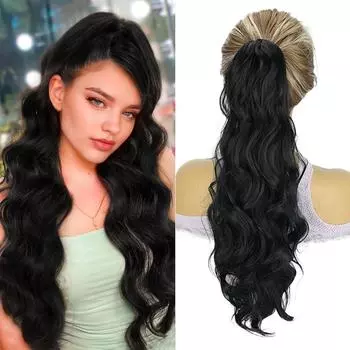 LISI HAIR синтетический длинный волнистый конский хвост парик наращивание коготь конский хвост высокотемпературное волокно для женщин косплей вечеринка одежда 50cm