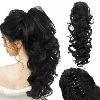 LISI HAIR синтетический хвостик-когти длинные вьющиеся волнистые накладные волосы на клипсе элегантные для женщин ежедневное использование 40cm