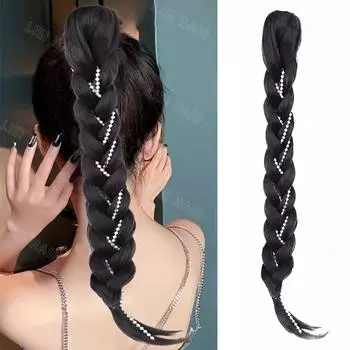 LISI HAIR Синтетический коготь наращивание хвоста Длинный прямой плетеный парик с конским хвостом для женщин Праздничная одежда 50cm