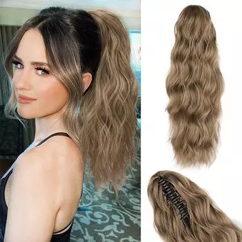 LISI HAIR синтетический конский хвост на завязках, длинный волнистый конский хвост, натуральный коготь, накладные волосы, парик для женщин, ежедневное использование 45cm