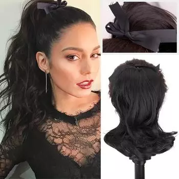 LISI HAIR Синтетический короткий парик из термостойкого волнистого волокна на зажиме для наращивания хвоста 12-дюймовый парик с хвостиком для женщин Косплей 30cm