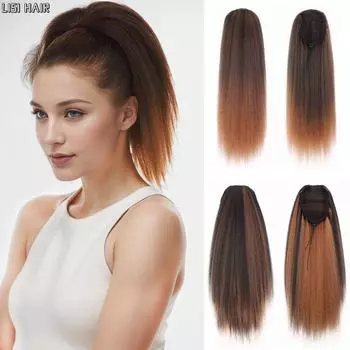 LISI HAIR Синтетический короткий пышный парик с хвостиком на шнурке, хвостик, наращивание волос, прямой шиньон для женщин, праздничная одежда 30cm