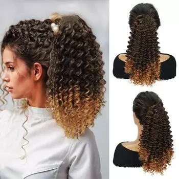 LISI HAIR синтетический парик с завязками на завязках, высокотемпературное волокно, длинный вьющийся хвост для женщин, одежда для вечеринок и косплея 40cm