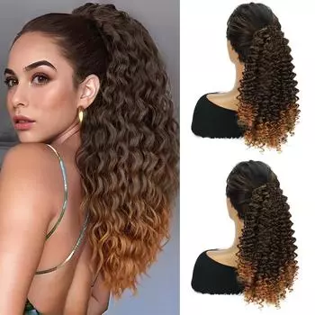 LISI HAIR синтетический зажим в свободном вьющемся хвостике парик из высокотемпературного волокна для наращивания волос, легко носить хвост для женщин, одежда для вечеринок и косплея 40cm