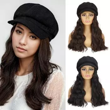 LISI HAIR Синтетический берет и рыбацкая шляпа, парик, термостойкое волокно, длинные волнистые волосы, подходят для женщин, повседневная одежда 50cm