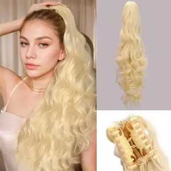 LISI HAIR Synthetic Claw In Thick Drawstring Ponytail Extensions Long Wavy Ponytails Hairpieces For Women Daily Wear 65cm