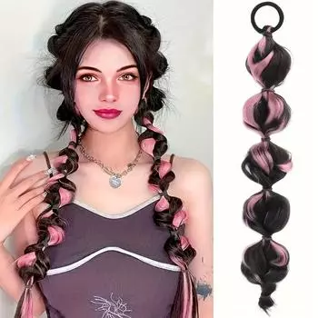 LISI HAIR Synthetic Long Chic Twisted Braid Ponytail Extension With Elastic Band Hair For Women Versatile Fashion Accessory 40cm