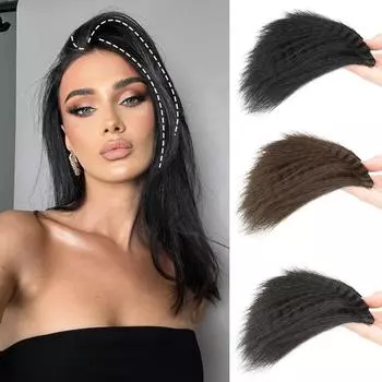 LISI HAIR Synthetic Short Straight Clip In Top Hair Piece Extension Natural Looking Toupee For Thinning Hair For Women Daily Cosplay Party Wear 20cm