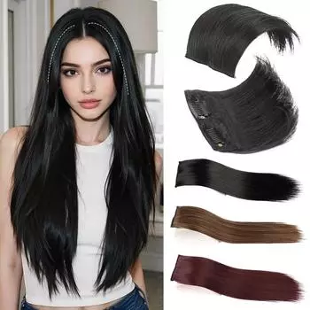 LISI HAIR Synthetic Short Straight Hair Pieces Hair Extension Smooth And Fluffy Clip-In Hair Increase Hair Volume Accessories 10cm
