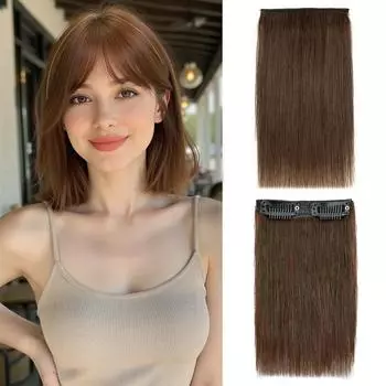LISI HAIR Synthetic Short Straight Thick Hairpieces Clip In Thick Hairpieces Extensions Adding Extra Hair Volume For Women Daily Use 15cm
