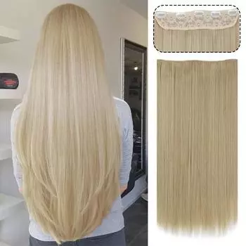 LISI HAIR Женские длинные прямые наращивание волос Натуральный парик 5 зажимов Шиньон Синтетическое волокно Волосы Черный Коричневый Светлый Вечеринка Косплей Ежедневное использование