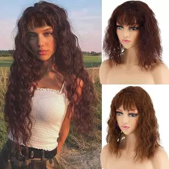 LISI HAIR женские короткие вьющиеся волосы с челкой из натуральной кукурузы для завивки волос синтетический парик для вечеринок ежедневного использования