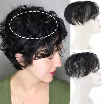 LISI HAIR Женские короткие вьющиеся волосы для наращивания волос из синтетического волокна, покрытие для седых волос и выпадения волос, натуральный черный, коричневый, светлый, для повседневного использования 1B