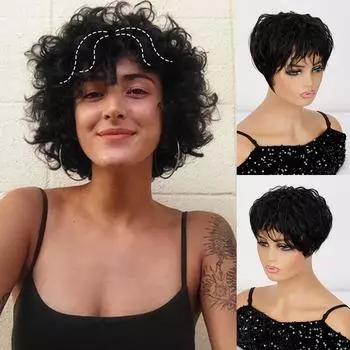 LISI HAIR женские короткие волнистые черные синтетические волосы для наращивания 3D воздушная челка на заколке для волос топперы для женщин повседневная одежда