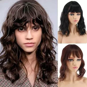 LISI HAIR женские короткие волнистые волосы с челкой, заколка для волос, парик из синтетического волокна, подходит для вечеринок и повседневного использования