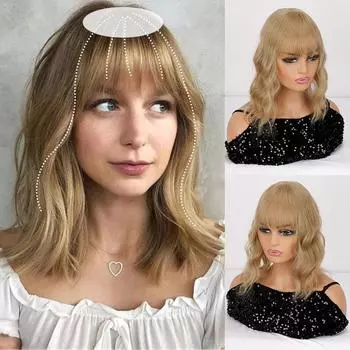 LISI HAIR женские короткие волнистые волосы с челкой блондинки коричневого цвета синтетические волокна сменные блоки волос