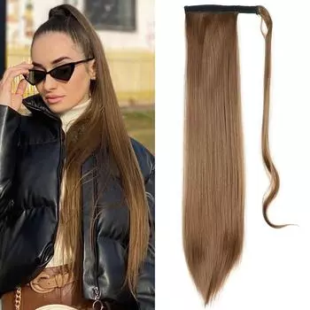 LISI HAIR, женские модные длинные прямые волосы для наращивания, синтетическое волокно, натуральный прямой хвост, повседневная одежда, шиньон 55 cm