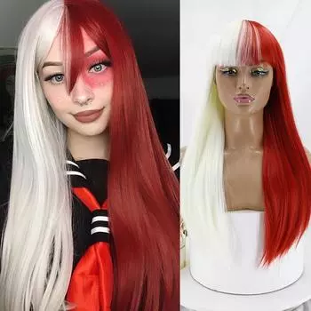 LISI HAIR женский длинный прямой парик с челкой, полуцветный синтетический парик для косплея, цвет омбре, женские синтетические волосы