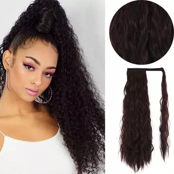 LISI HAIR женский длинный вьющийся парик с хвостиком, кукурузная завивка, наращивание волос, синтетическое волокно, шиньон, обертывание вокруг зажима для волос, ежедневное использование