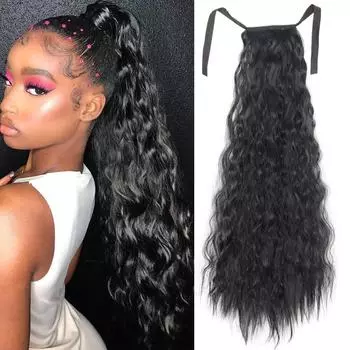 LISI HAIR женский длинный волнистый шиньон из синтетического волокна, натуральный волнистый косплей, повседневная одежда, длинный вьющийся хвост, удлиненный хвост 55 cm