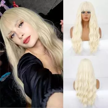 LISI HAIR женский модный светло-русый длинный волнистый парик с челкой из синтетического волокна парик с волнистыми волосами для повседневного ношения 613