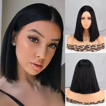 LISI HAIR Женский прямой парик боб длиной до плеч без челки, парик спереди, парик с омбре, блондинка, оранжевый, розовый, парик из синтетического волокна 30cm