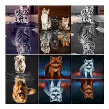 LISM полная круглая 5D алмазная картина животное зеркало распродажа горный хрусталь вышивка крестиком домашний декор 30X40 см Full Round 20x30CM