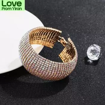 Lismeuropean и American продает индивидуальность преувеличенной роскоши высокого качества с инкрустацией из металла 3a класса циркония дамский браслет 19 золотой