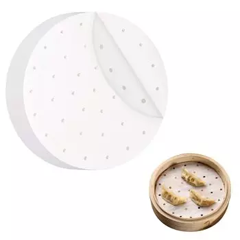 Лист для пароварки Диаметр 50 Бумага для приготовления пищи для китайской пароварки Лист для приготовления пищи на пару [Очаровательное украшение] Лист, Бумага, 18 см, Листы,