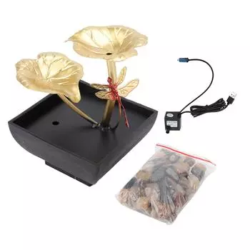 Лист лотоса в форме стрекозы USB настольное водное украшение железный циркулирующий водный элемент поделки