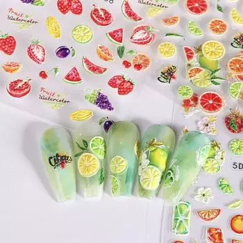 Листья Лимон Маникюрные аксессуары Украшения для ногтей Цветы Наклейки для ногтей Фруктовые наклейки для ногтей