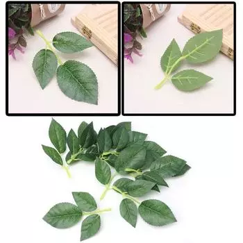 Листья листьев розы из искусственного шелка для украшения свадьбы DIY Скрапбукинг Craft 10Pcs зелёный