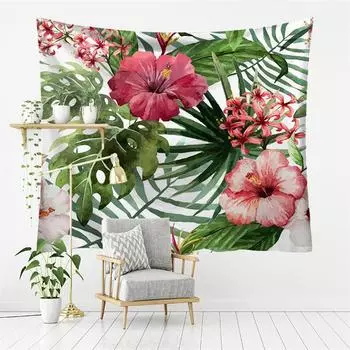 Листья, растения, цветы, скандинавский настенный гобелен, птицы, животные, украшение дома, гобелен для спальни 100x75cm