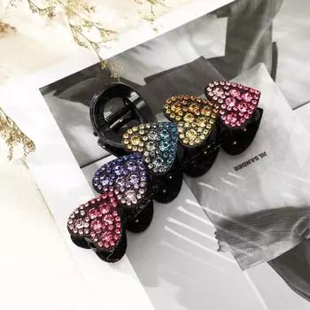 Листья Стразы Заколка для волос Винтаж Женщины Кристалл Сердце Форма Зажимы Краб Модные Аксессуары для волос Ювелирные изделия