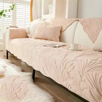 Листья жаккардовый диван полотенце противоскользящий утолщенный диван подушка коврик для гостиной однотонный плюш диваны чехол домашний диван декор 70x70cm 1pc A