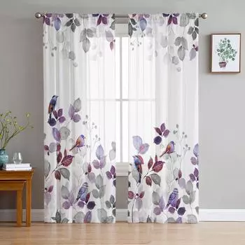 Лист в американском стиле кантри, пересмешник, прозрачная оконная занавеска, тюлевые шторы для гостиной, спальни, отеля, домашний декор, вуаль, шторы 135W x 114H(cm)