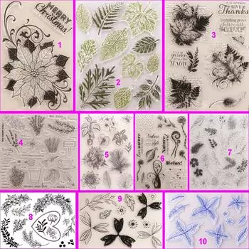 Лист ветка прозрачные силиконовые прозрачные штампы для печати DIY Скрапбукинг Фотоальбом Декор Искусство Сад Растение No.1-Christmas Flower
