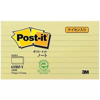 Листочки для заметок Post-it, линованные, желтые, 75 x 127 мм, 100 листов x 1 блок, 635RP-Y
