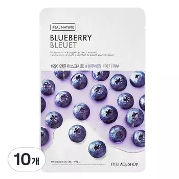 Листовая маска с молотой черникой The Face Shop, 1 упаковка, 10 штук